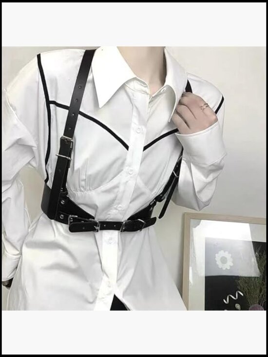 PU Leather Harness Belt with Suspenders Adjustable Punk Gothic Streetwear